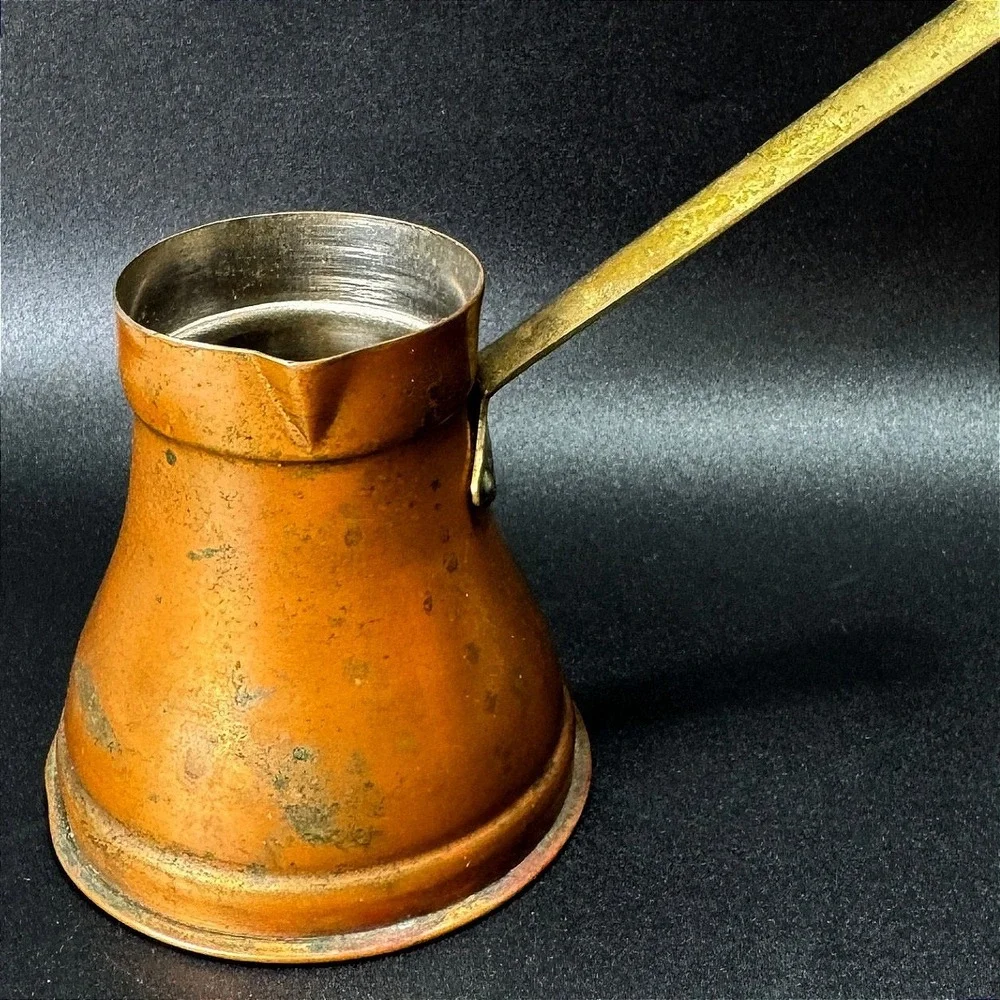 ODI Solid Copper Turkish Coffee Pot Brass Handle Made in Korea Vintage Cezve